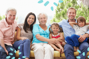 image of family sitting together with grandparents
